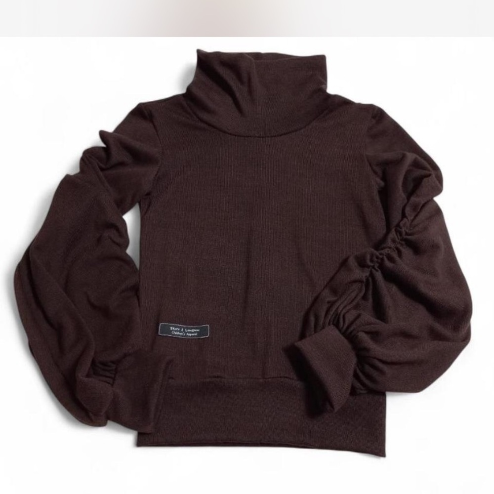 Brown Mock-neck Tunic Sweater